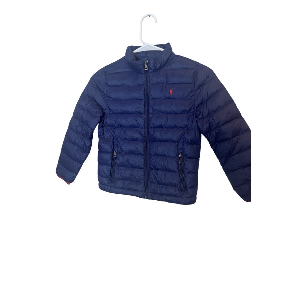 Polo Ralph Lauren Jacket Boys 7 Blue Puffer Quilted Zip Logo Winter Coat